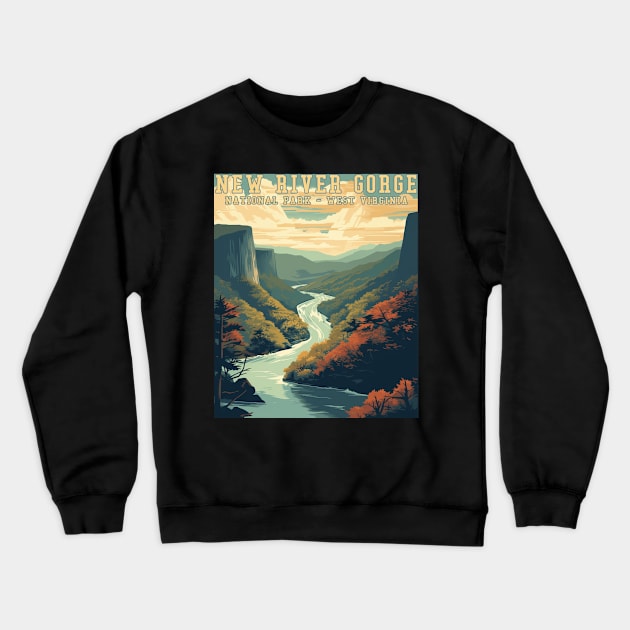 New River Gorge National Par Crewneck Sweatshirt by Ross Holbrook